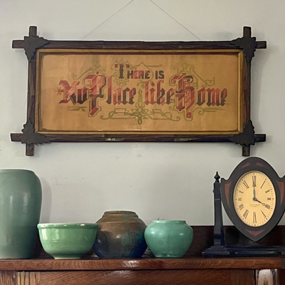 VTG No Place Like Home Embroidered Victorian Frame Needlepoint Oz Inspiration - Picture 1 of 16